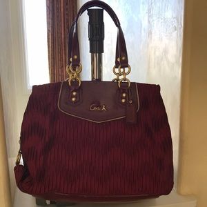 Burgundy Tote, Satin with Burgundy Leather Trim